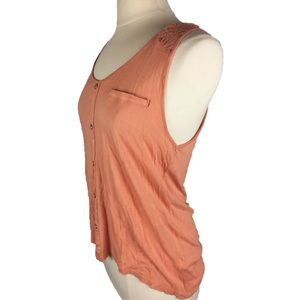 EM sleeveless coral cutout back Top Sz Large